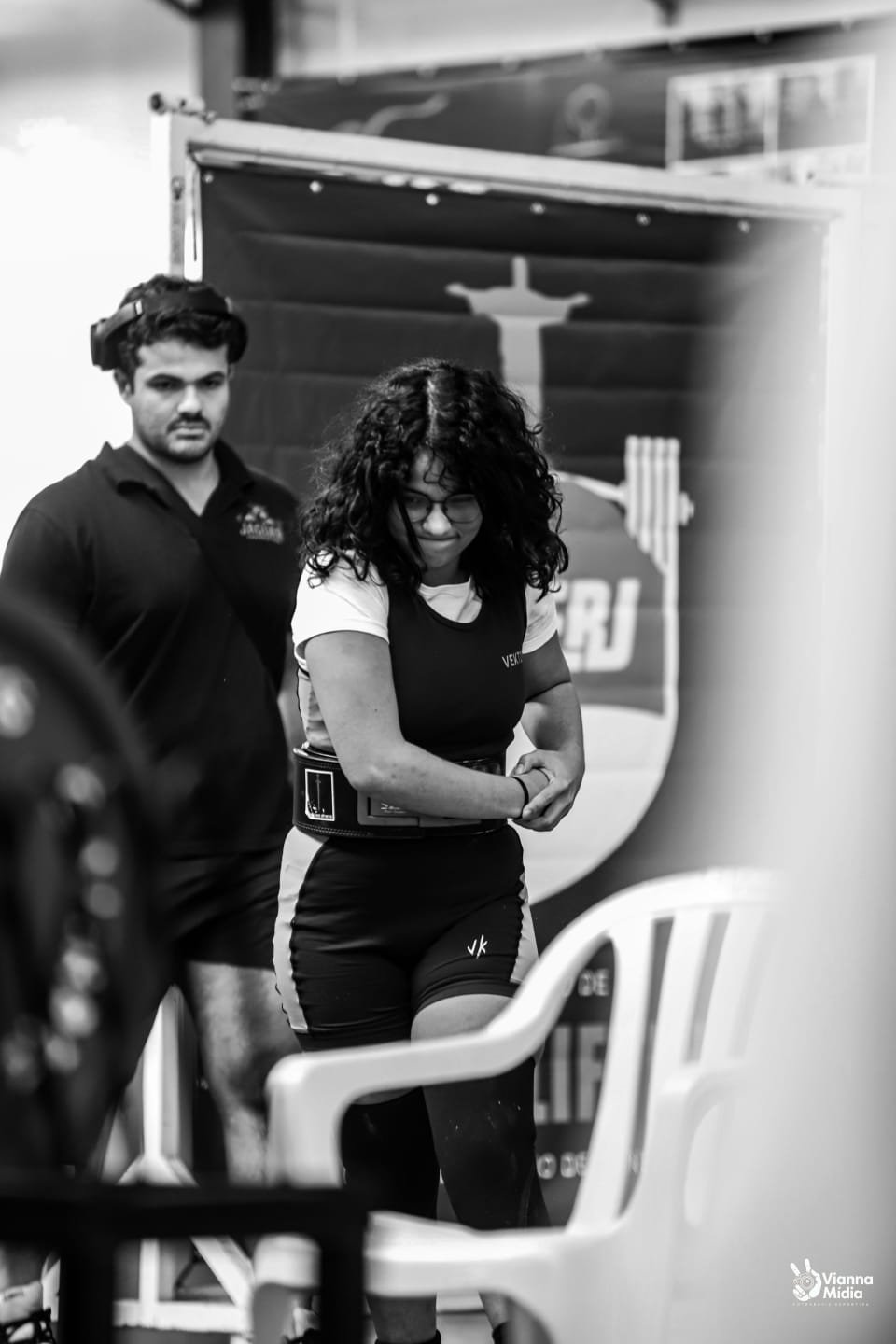Treinador Bruno em competição de Powerlifting